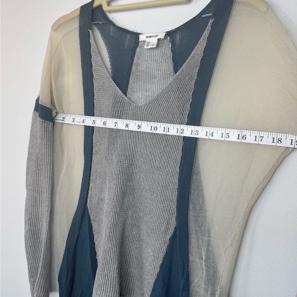 Helmut Lang Gray Blue Sheer Mesh Knit Sweater – Size Petite - Picture 16 of 17